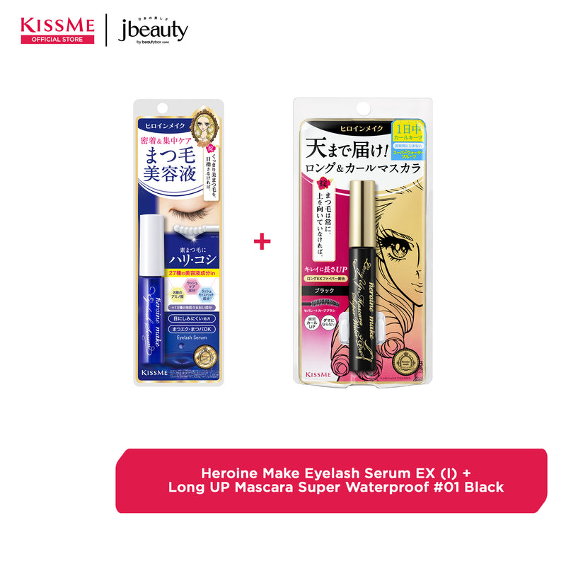 KISSME Heroine Make  Eyelash Serum EX (I) + Long UP Mascara Super Waterproof #01 Black