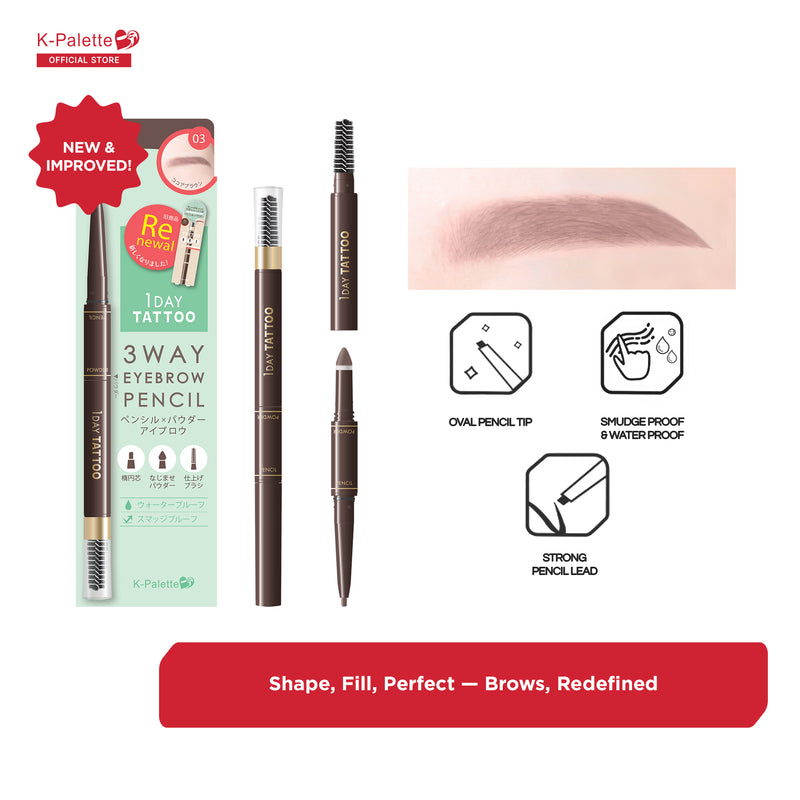 K-PALETTE 1DAY Tattoo Lasting 3Way Eyebrow Pencil